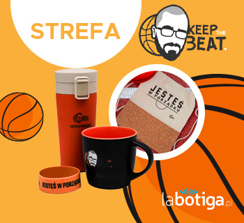 Grafika promująca kolekcję książek i gadżetów księgarni sportowej labotiga i kanału KeepTheBeat o koszykówce